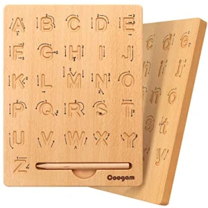 Wooden Letters Practicing Board, Double-Sided Alphabet