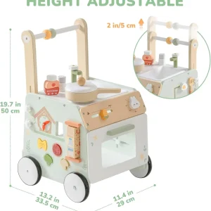 Adjustable Height Speed Wooden Baby Walker