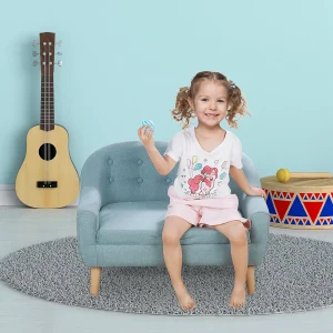 Children Sofa Couch Sturdy Wood 2 Seat Armrests