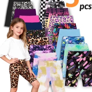 5pcs girls yoga band soft stretchy biker shorts