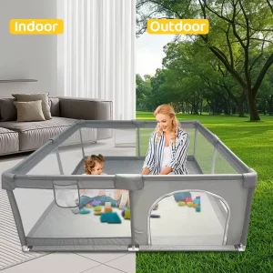Gray Baby Playpen Activity Fence Large